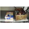 Image 8 : 2 METAL SHELVING UNITS 49" X 76", 2 TAYMOR DOOR CLOSERS, BOXES OF XMAS DECORATIONS, AND MISC DRYWALL