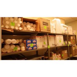 BOX OF 16 X 20 FL GOLD  PADS, 5 NEW MOP HEADS, 1.5 PACKAES OF NEW CLOTHS, 6 BOXES OF 9 X 10 HANDI FO