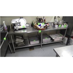 92" X 30" STAINLESS STEEL WORK BENCH WITH LOWER SHELF
