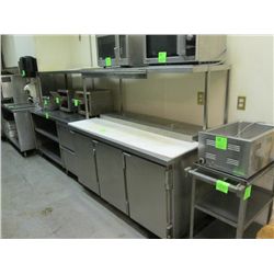 60"  X 30" STAINLESS STEEL 3 DOOR REFRIGERATOR WITH PREP TABLE AND SHELF