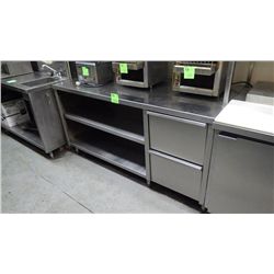 66" X 30" STAINLESS STEEL SHELVING UNIT WITH TWO DRAWRS