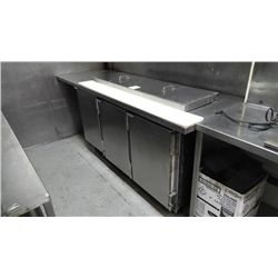 85" X 29" STAINLESS STEEL 3 DOOR FRIDGE WITH STAINLESS TOP LIDS FOR TOP ACCESS