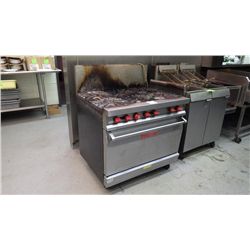 VULCAN 6 BURNER STAINLESS STEEL GAS RANGE WITH GAS OVEN APPROX 36" X 30"