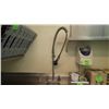Image 3 : 113" L SHAPED STAINLESS STEEL COUNTER WITH SINK AND FAUCET, AND SILVER POWER PRESOAK DISPENSER