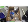 Image 4 : BOX OF APPRONS, TOWELS, PAPER TOWELS, AN MISC ITEMS
