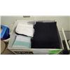 Image 5 : BOX OF APPRONS, TOWELS, PAPER TOWELS, AN MISC ITEMS