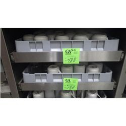 APPROX 51 COFFEE MUGS WHITE  AND 13 CLEAR GLASS COFFEE MUGS
