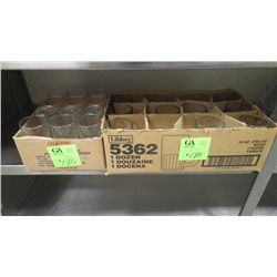 11 GLASS CUPS WITH HANDLES, AND 12 GLASS CUPS WITHOUT HANDLS