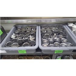 APPROX 36 STAINLESS STEEL TEA POTS, AND APPROX 10 STAINLESS STEEL CREAM POTS