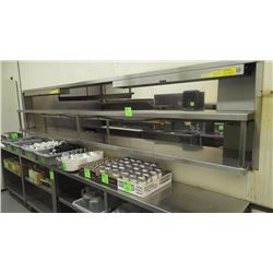 APPROX 12' X 20" X 15" STAINLESS STEEL SERVING SHELF WITH WARMERS