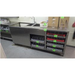 80" X 25" STAINLESS STEEL SINK UNIT WITH SLIDING SHELVES AND FAUCET