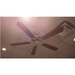 3 GOLD COLORED CEILING FANS WITH OAK COLORED PADDLES
