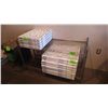 Image 1 : 1 STAINLESS STEEL SHELVING UNIT (4FT WIDE BY 18" DEPTH BY 28" HEIGHT), 12 FURNACE FILTERS