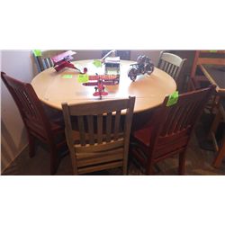 1 ROUND SINGLE PEDESTAL TABLE WITH POP DOWN LEAVES