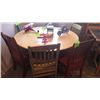 Image 1 : 1 ROUND SINGLE PEDESTAL TABLE WITH POP DOWN LEAVES