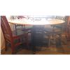 Image 2 : 1 ROUND SINGLE PEDESTAL TABLE WITH POP DOWN LEAVES