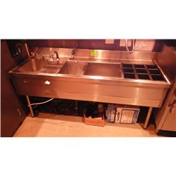 88" STAINLESS STEEL BARTENDERS STATION WITH SINK AND FAUCET