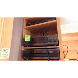 KENWOOD RECIEVER, 4 SATELITE SPEAKERS, KENWOOD CD CHANGER, AND MOTOROLA CABLE BOX