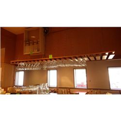 APPROX 94" OAK GLASS RACK (RACK ONLY)