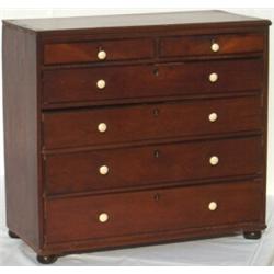 Early C19th Regency period fruitwood & ebony strung apprentice chest of 2 short...