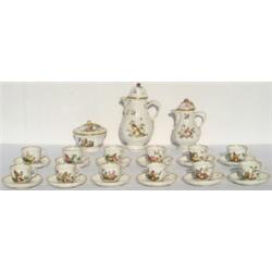 C18th Vienna porcelain coffee set of slight quatrefoil form with entwined...