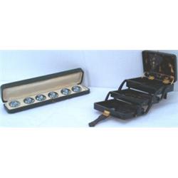 Early C20th cased set of six American Art Nouveau Sterling silver & floral...