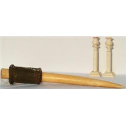 Pair of late C19th / early C20th Indian turned ivory candlesticks with stepped...
