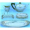 Image 1 : Early C20th HM silver oval tray with repousse ribbon & bow decorations,...