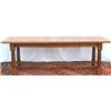 Image 1 : Oak refectory table, the 3-plank top with cleated ends, on turned baluster...