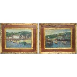 John Ambrose, b. 1931 - CORNISH HARBOUR SCENES - a pair, oils on board, each 12...