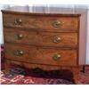 Image 1 : George III mahogany bowfronted chest of 3 long graduated cockbeaded drawers...