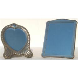 Edwardian HM silver heart shaped strut mirror with bevelled plate, William...