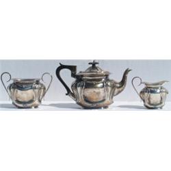 Edwardian Art Nouveau HM silver 3-piece teaset, Birmingham 1905, approx. 33...