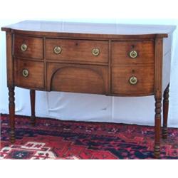 Unusually small early C19th Regency period mahogany & ebony strung bowfronted...