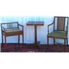 Image 1 : Edwardian Sheraton revival mahogany & cane panelled elbow chair with tapering...