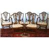 Image 1 : Set of six mahogany Hepplewhite style shield-back dining chairs with carved...