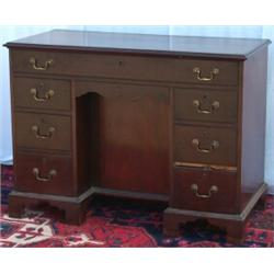 C18th George III mahogany kneehole desk with single long drawer above secret...