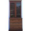 Image 1 : Victorian mahogany bookcase on chest with later cornice above 2 arched glazed...