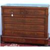 Image 1 : C19th French flame mahogany secretaire chest with marble top & canted corners,...