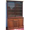 Image 1 : Edwardian mahogany chiffonier bookcase with moulded cornice above 2 arched...