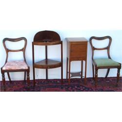 Pair of early Victorian rosewood side chairs with carved mid rails & drop-in...