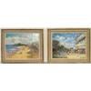 Image 1 : John Ambrose, b. 1931 - BEACH SCENE - oil on board, 12 by 16ins., in original...