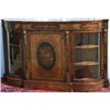 Image 1 : Good quality Victorian figured walnut 'D`-shaped credenza with floral marquetry...