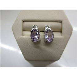 Ladies Diamond & Amethyst stud earrings