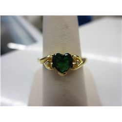Green Diopside solitaire ring