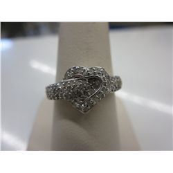 .925 Silver Diamond cluster heart ring