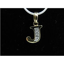 Sterling silver diamond initial "J" necklace set