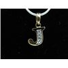 Image 1 : Sterling silver diamond initial "J" necklace set