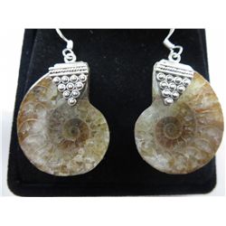 Custom made Ammonite sterling silver earrings