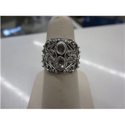 Sterling silver ring set w/2 Herkimer diamonds